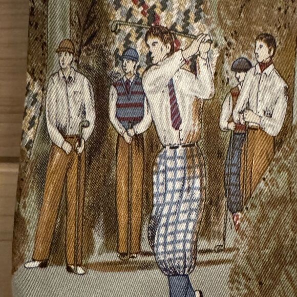 Vintage Polo Ralph Lauren Mark Shale Silk Golf Scene Preppy Tie - Picture 3 of 7
